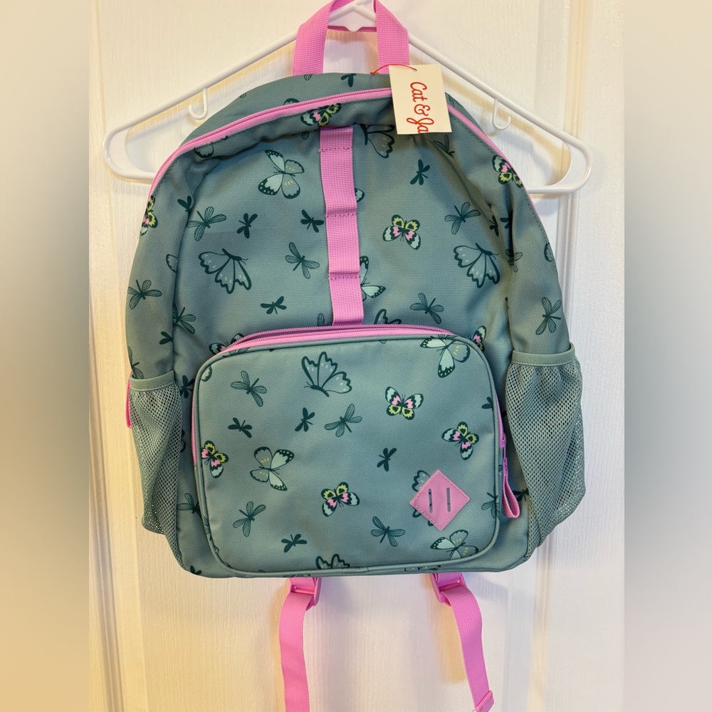 Kid’s Cat & Jack Green & Pink Backpack w/Beautiful Butterflies